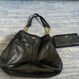 Black coach bag and wallet